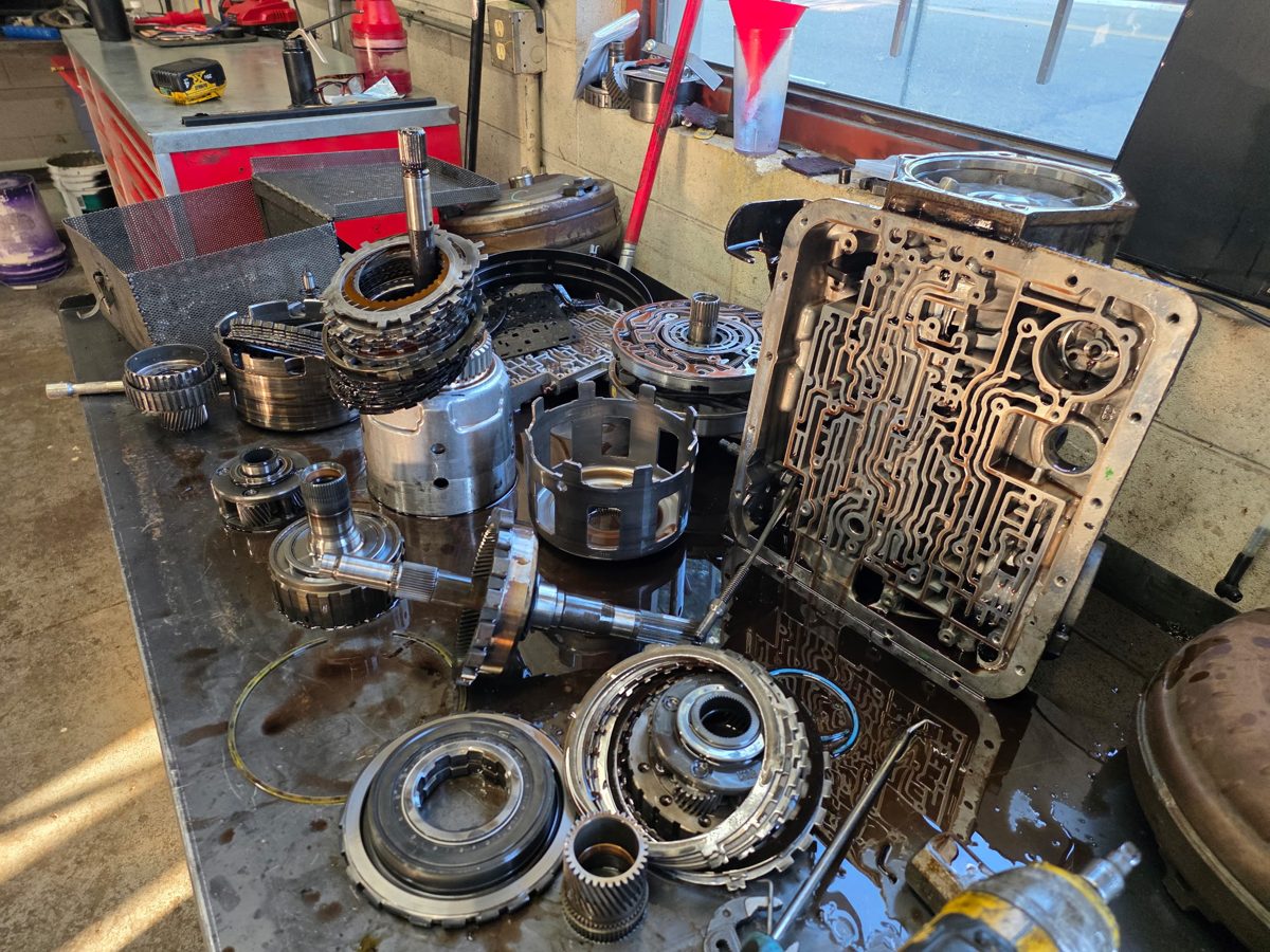 Transmission disassembled for a rebuild