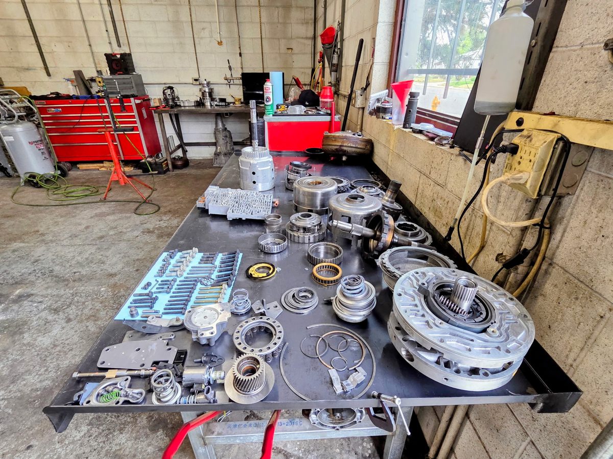 Transmission valve body and internal parts on the bench